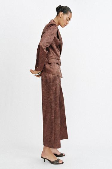 JUPE-CULOTTE EFFET FROISSÉ - Cuivre de Zara - Image 2