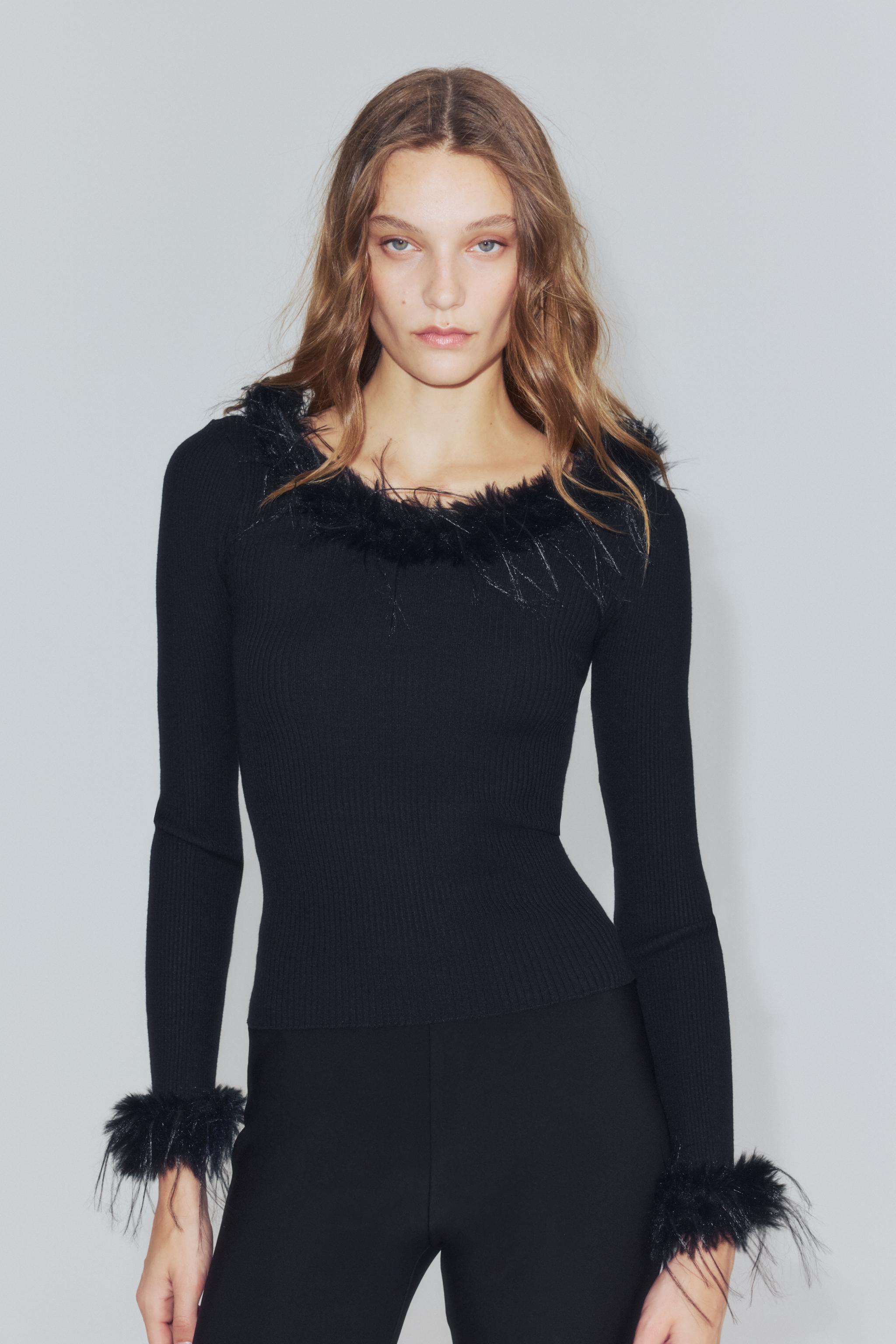 Faux Fur Combined Top by Zara