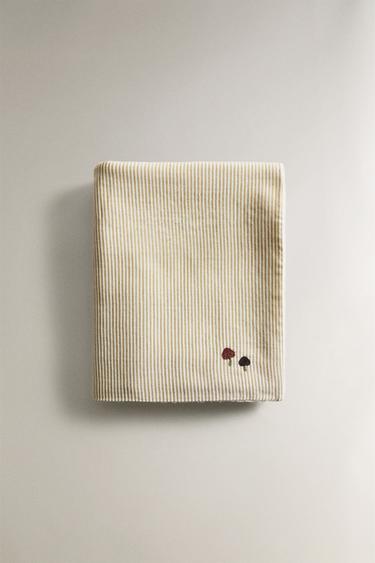 SERVIETTE DE BAIN BÉBÉ GAZE RAYURES - Vert / Écru de Zara - Image 0