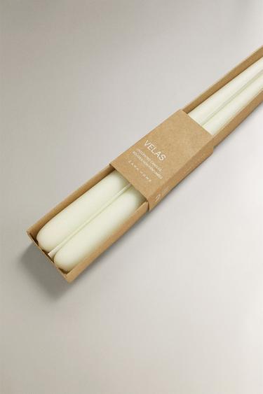 LONG DECORATIVE CANDLE (PACK OF 2) - White by Zara - Image 1