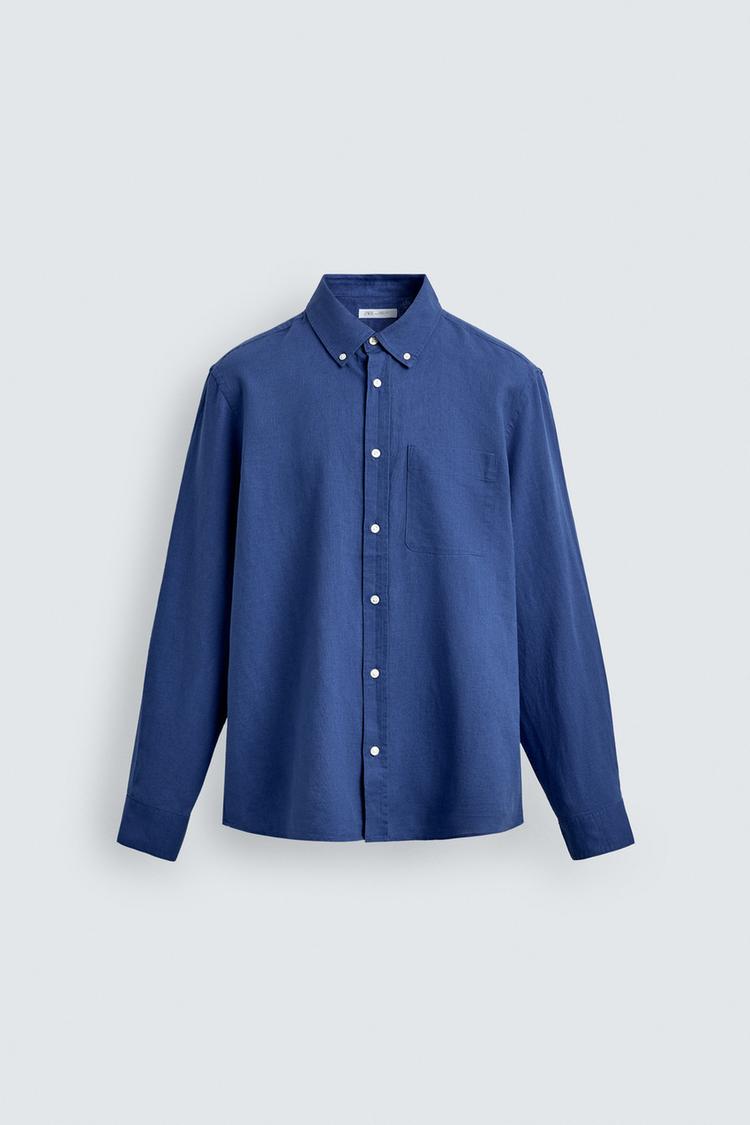 ZARA REGULAR FIT LINEN-COTTON SHIRT