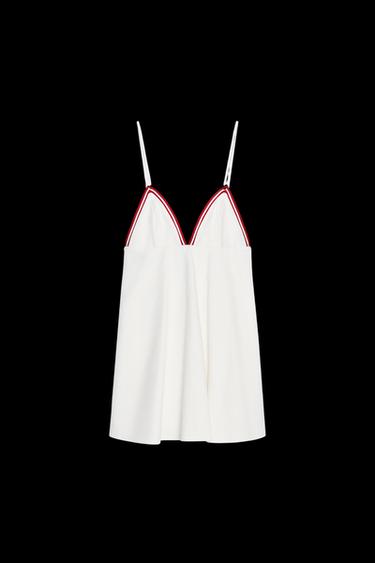 Zara SHORT DRESS WITH CONTRASTING RIB TRIM - White - Image 0
