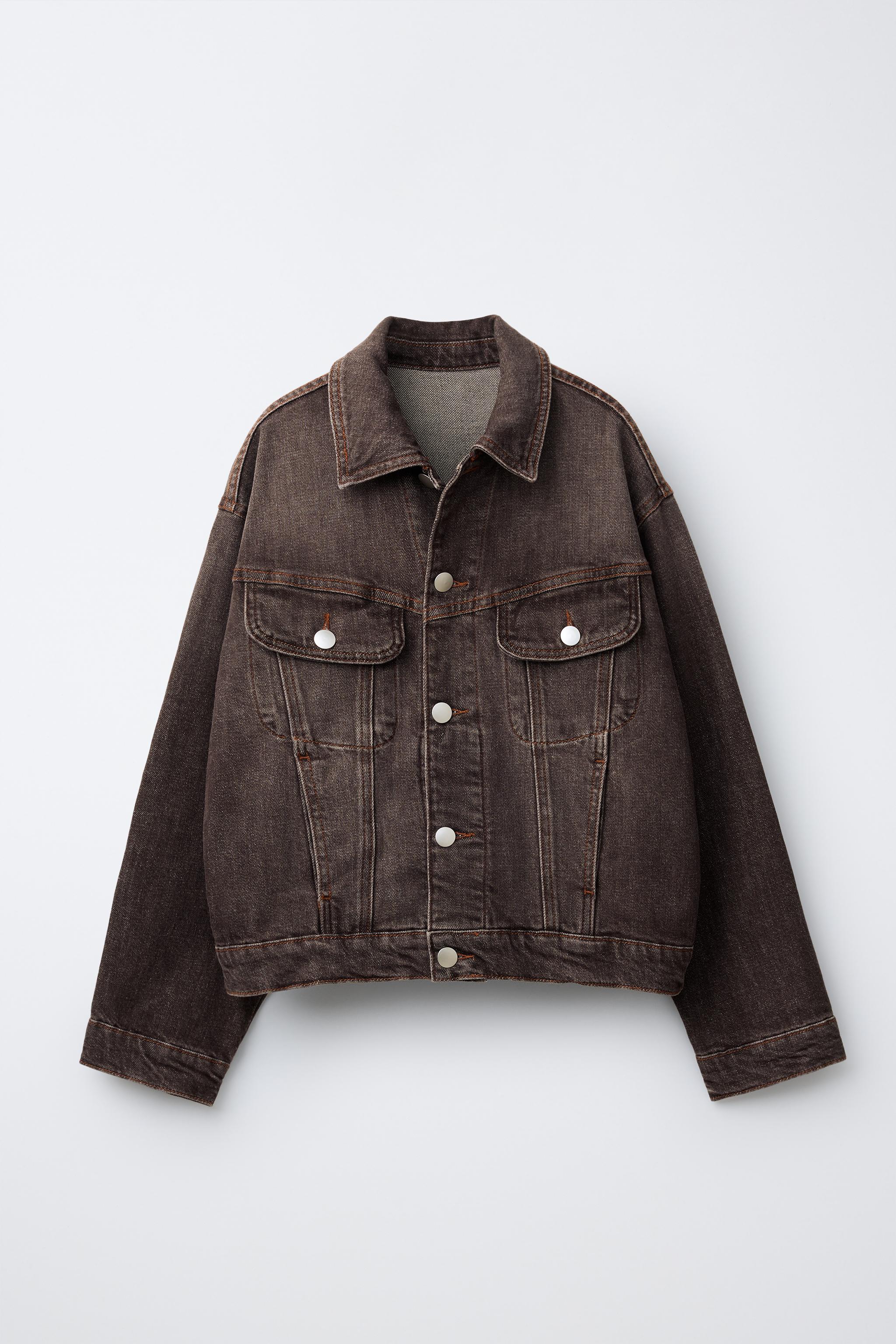 WASHED EFFECT DENIM JACKET - Brown | ZARA United States