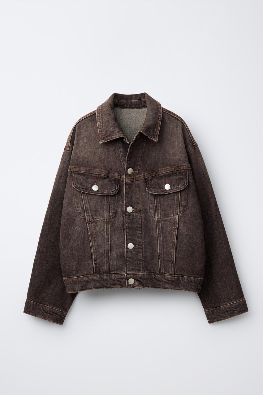 ウォッシュドエフェクトデニムジャケット - ブラウン | ZARA Japan / 日本