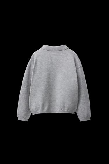 Zara KNIT POLO SWEATER - Gray marl