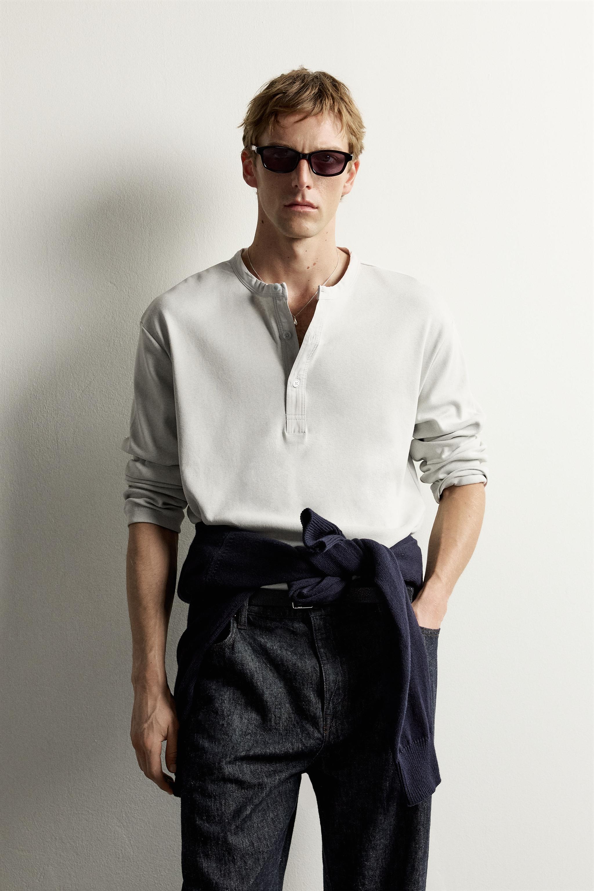Zara RELAXED FIT DÜĞMELİ YAKA T-SHIRT görsel 2