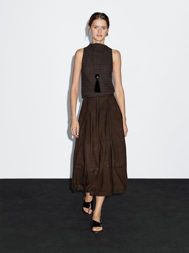Top col cheminée texture gaufrée linéaire choco - Marron de Zara - Image 0
