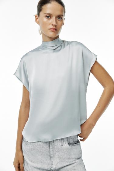 CUERPO SATINADO LAZADA - Grisáceo de Zara