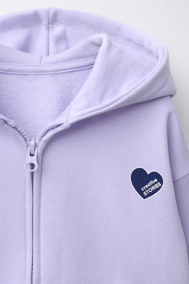 HEART PRINT ZIP-UP HOODIE - Lavender by Zara - Image 2