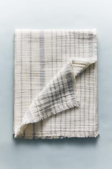 CHILDREN'S STRIPED MUSLIN BLANKET - Light blue by Zara