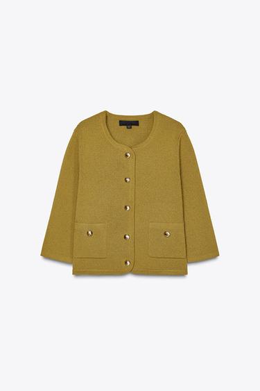 KNIT CARDIGAN WITH GOLDEN BUTTONS - Pistachio by Zara - Image 3
