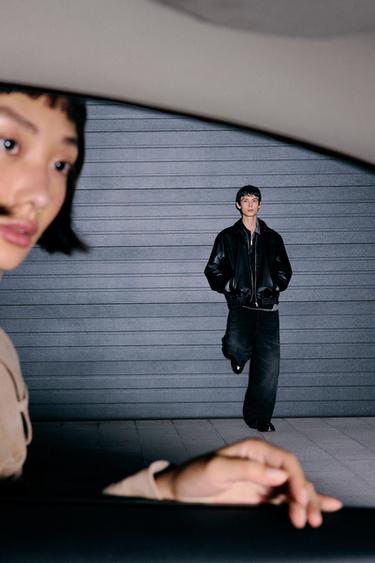 LEATHER EFFECT BOMBER JACKET - Black by Zara