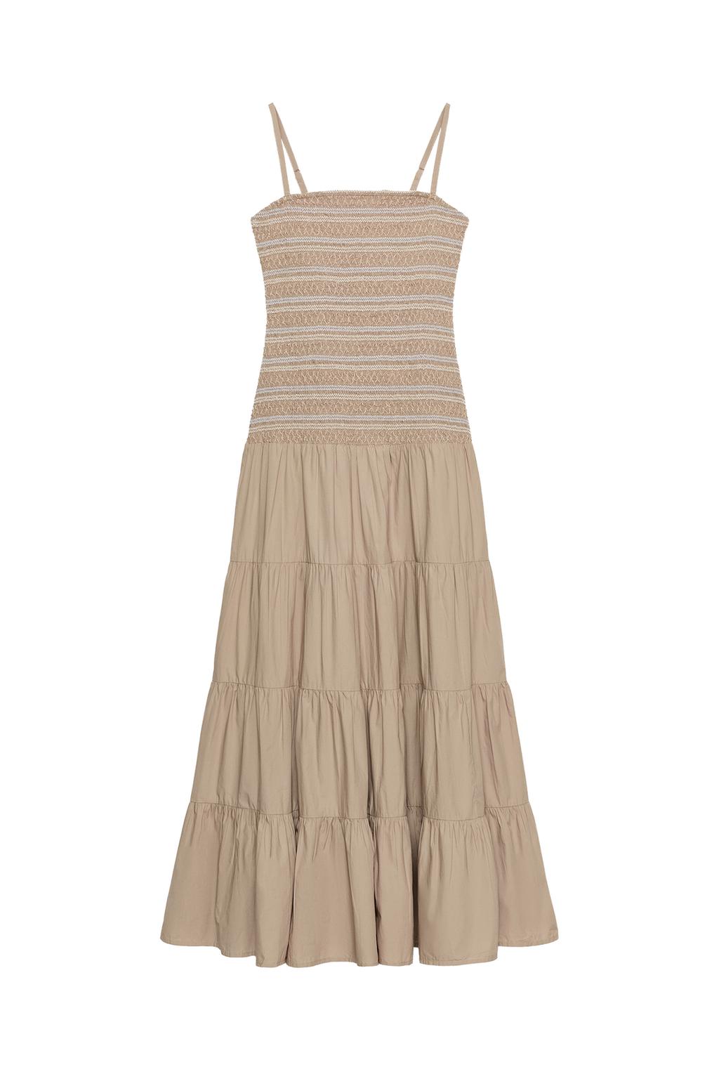 EMBROIDERED SMOCKED MIDI DRESS - image 3