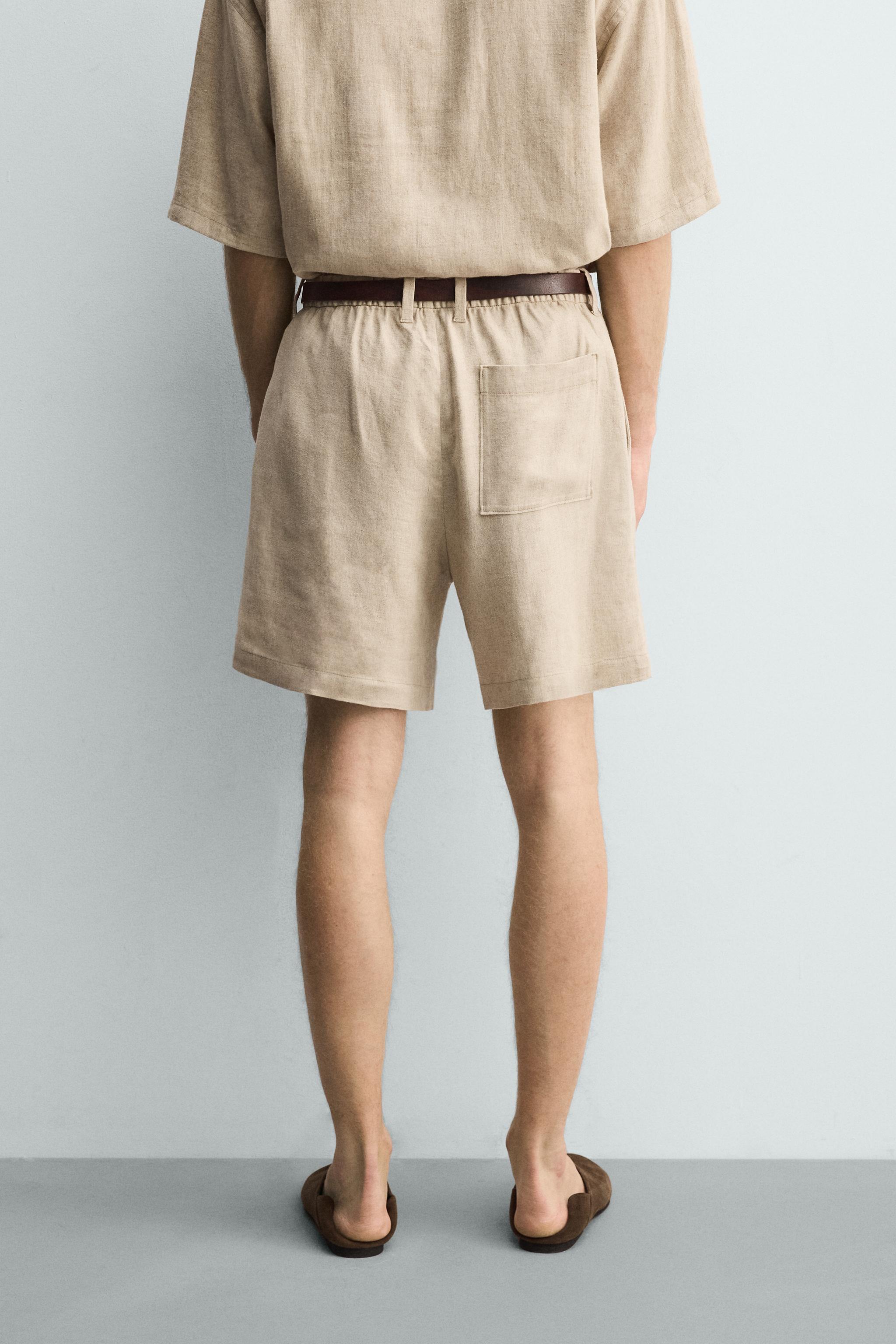 RELAXED FIT LINEN BLEND SHORTS