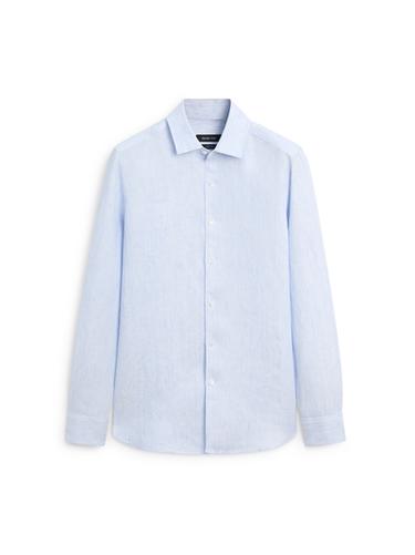 Zara 100% linen regular fit striped shirt - Light blue