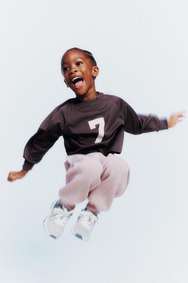 Zara FLOCKED LOGO JOGGER PANTS - Light pink