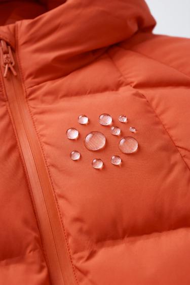 WATER-REPELLENT HOODED PADDED JACKET - Orange by Zara