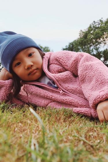 FAUX SHEARLING JACKET WITH HOOD - Pink by Zara