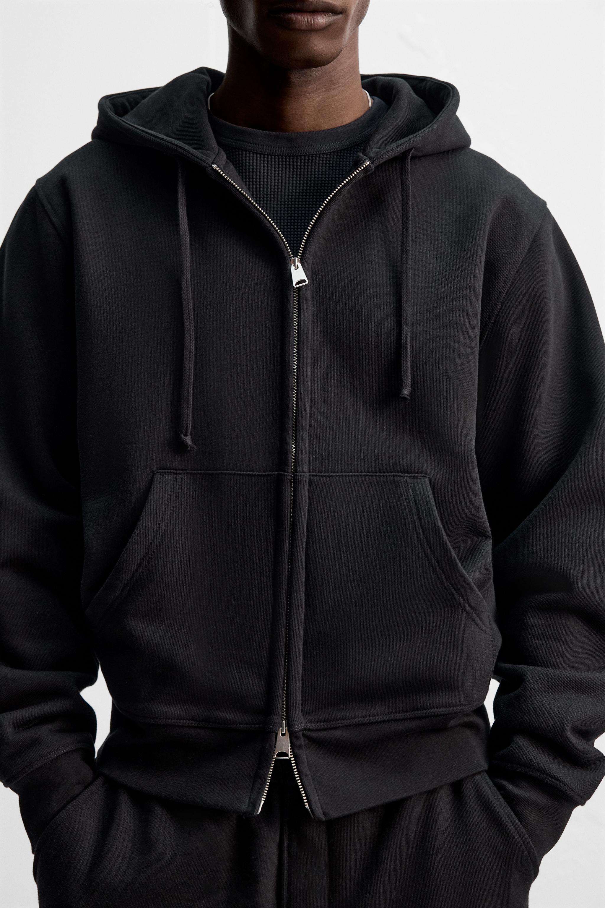 HEAVYWEIGHT ZIP SWEATSHIRT - Black | ZARA United States