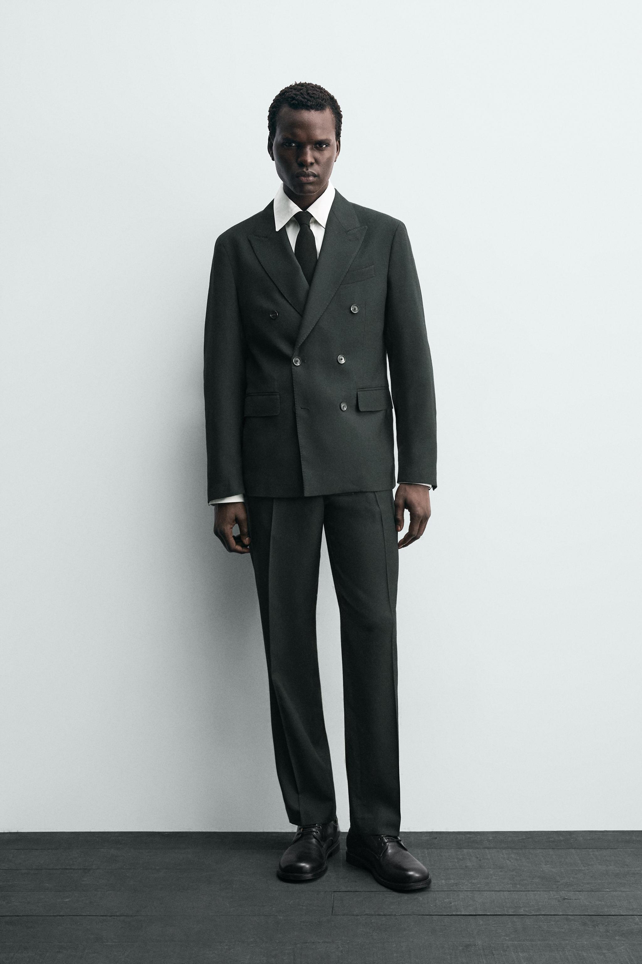 ダークグリーン　ダブルブレスト スーツセット　オーダースーツ日本製　超美品 ウールスーツパンツ - ダークグリーン | ZARA Japan / 日本