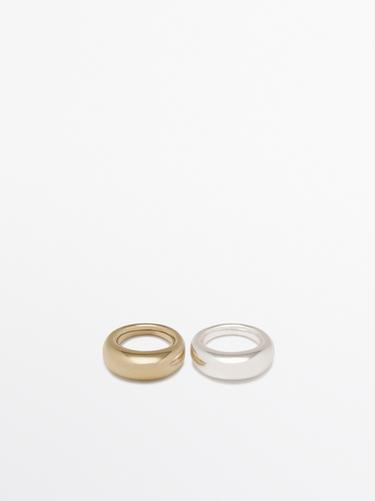 Zara Set of oval rings - Silver - Image 0