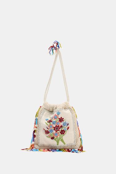 FLORAL EMBROIDERED BUCKET BAG - Multicoloured by Zara