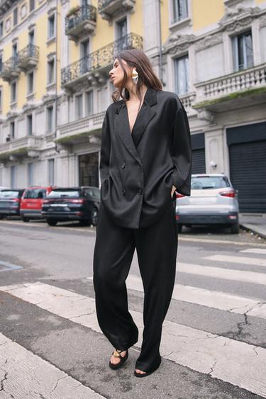 CREASED-EFFECT TROUSERS - Black by Zara