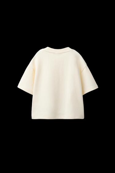 T-SHIRT- UND BERMUDA-SET INTERLOCK TEXT - Cremefarben von Zara