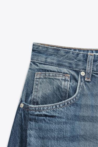 Zara HIGH WAIST OVERSIZE BALLOON JEANS - Navy blue