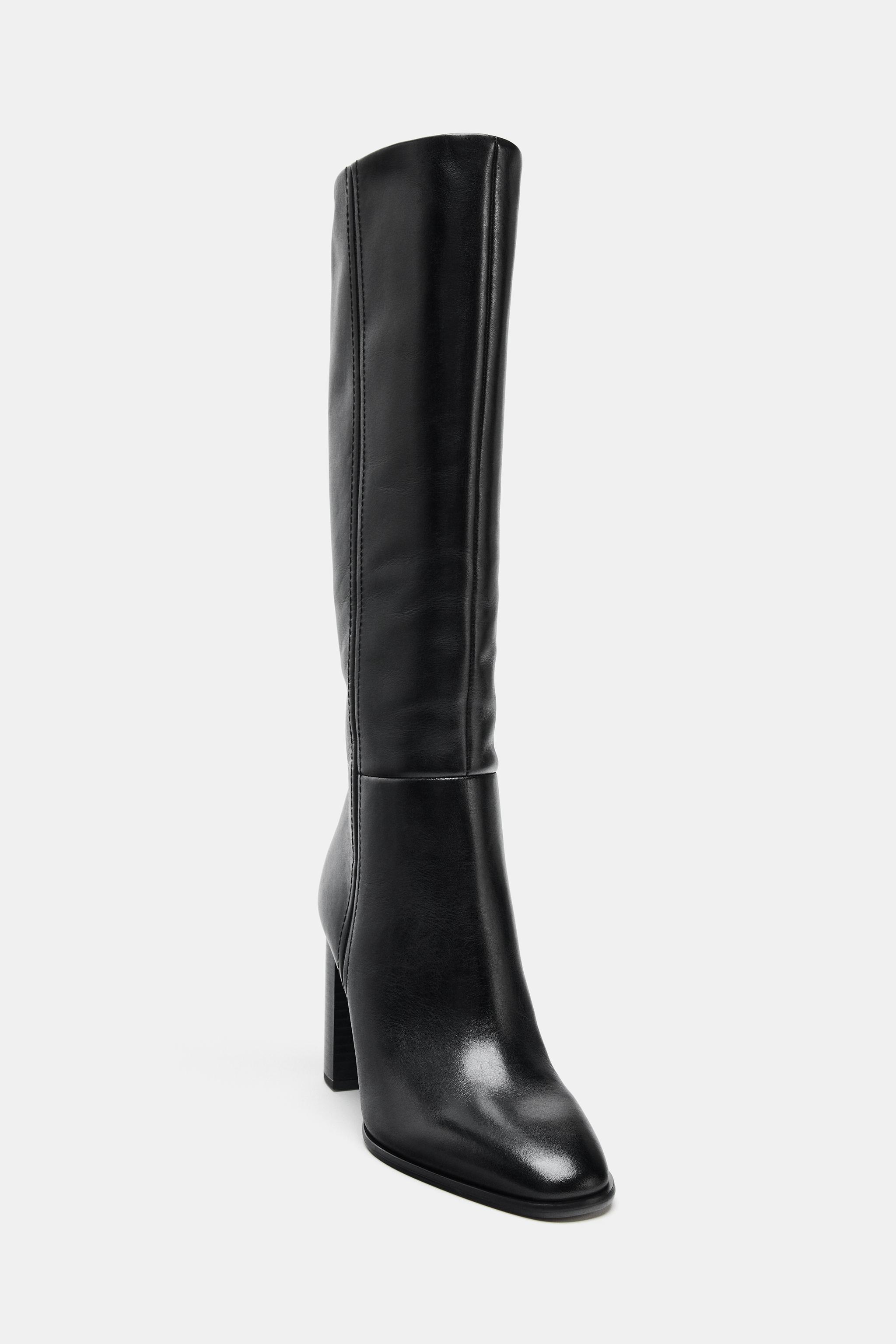 LEATHER HIGH SHAFT HEELED BOOTS