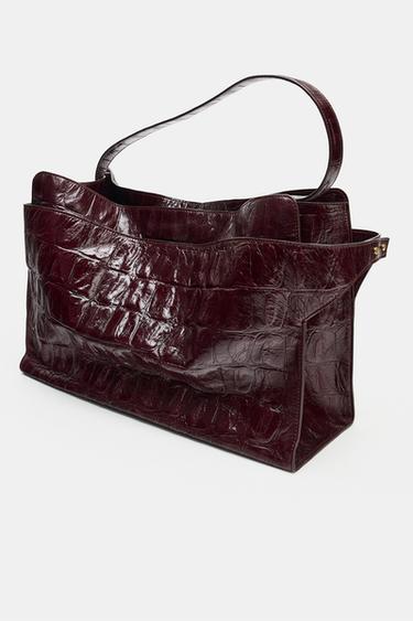 MAXI CITY BAG WITH EMBOSSED LEATHER EFFECT - Plum Purple by Zara - Image 2