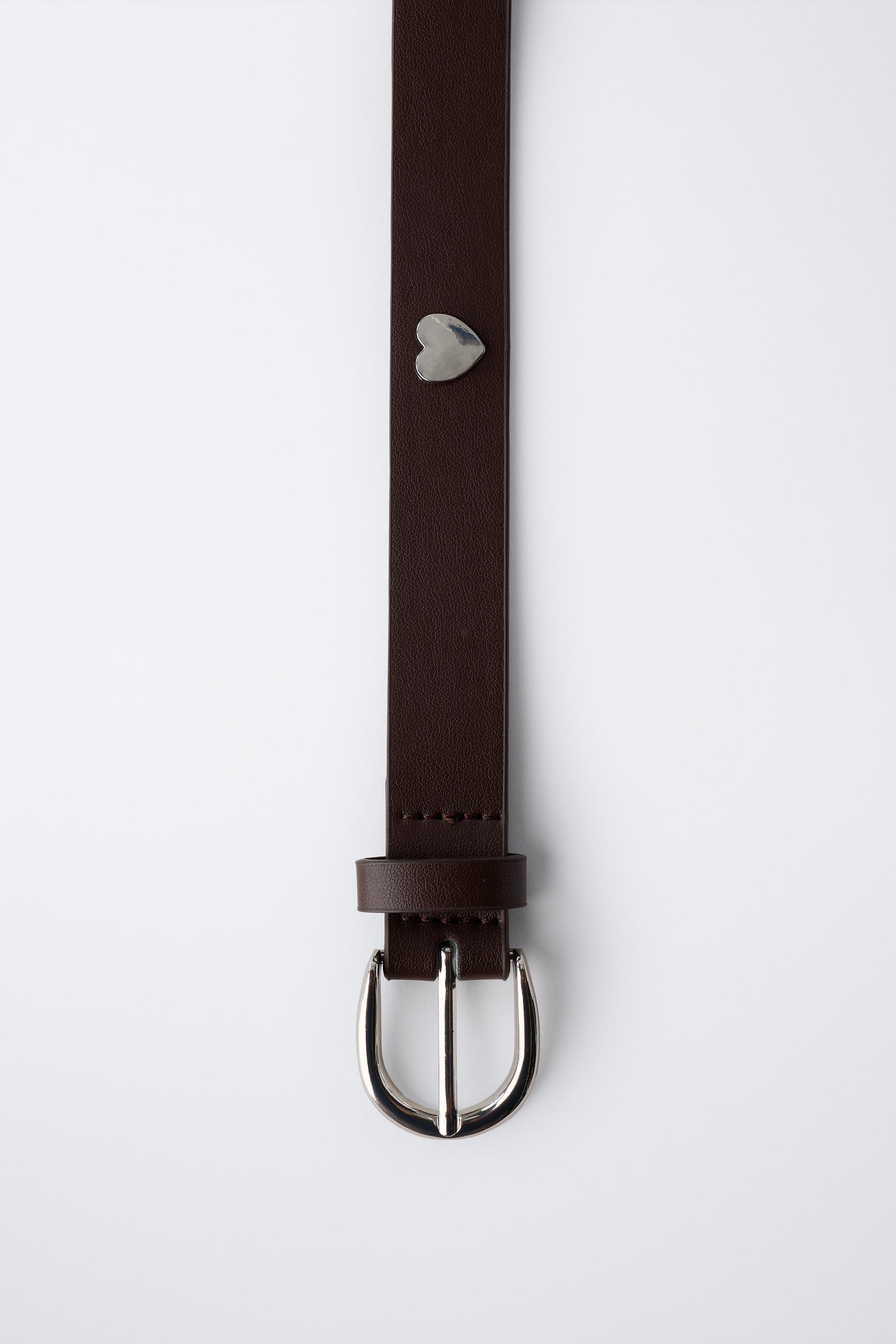 HEART STUD FAUX LEATHER BELT - Brown | ZARA Canada