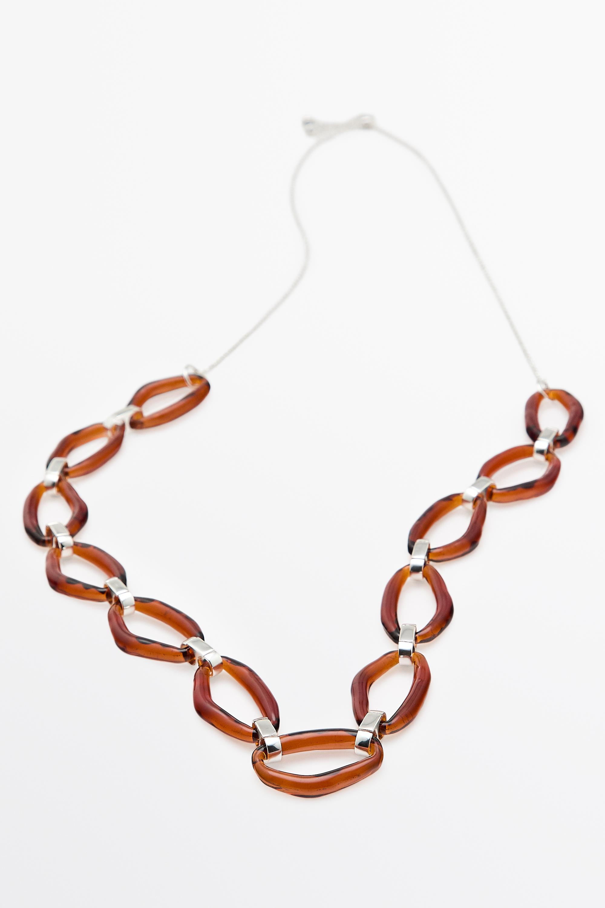 Tortoiseshell-effect glass link necklace