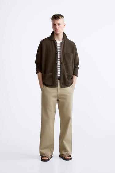 КАРДИГАН ИЗ РЕЛЬЕФНОЙ ТКАНИ БУКЛЕ — КОРИЧНЕВЫЙ от Zara — изображение 0