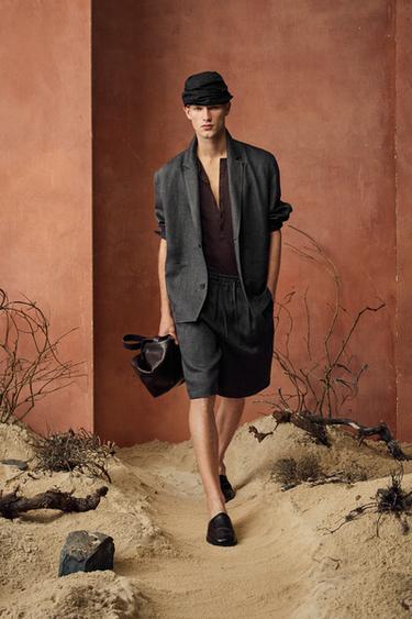 100% LINEN OVERSHIRT - Charcoal grey by Zara - Image 0