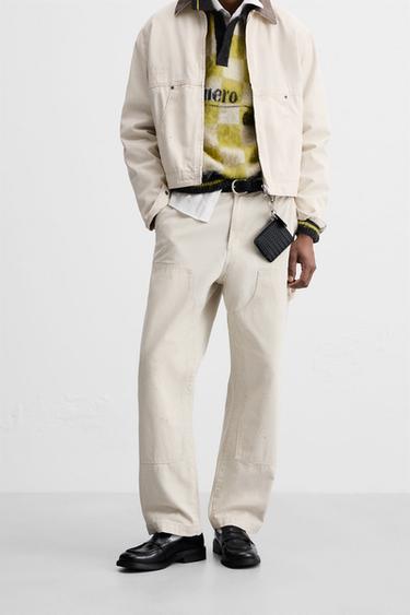 CARPENTER SPLASH TROUSERS WITH POCKETS - Oyster-white by Zara