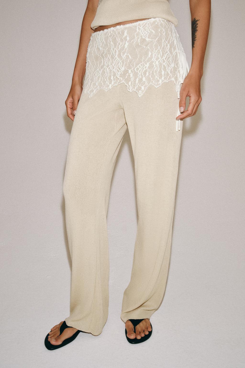 RIBBED LACE PANTS