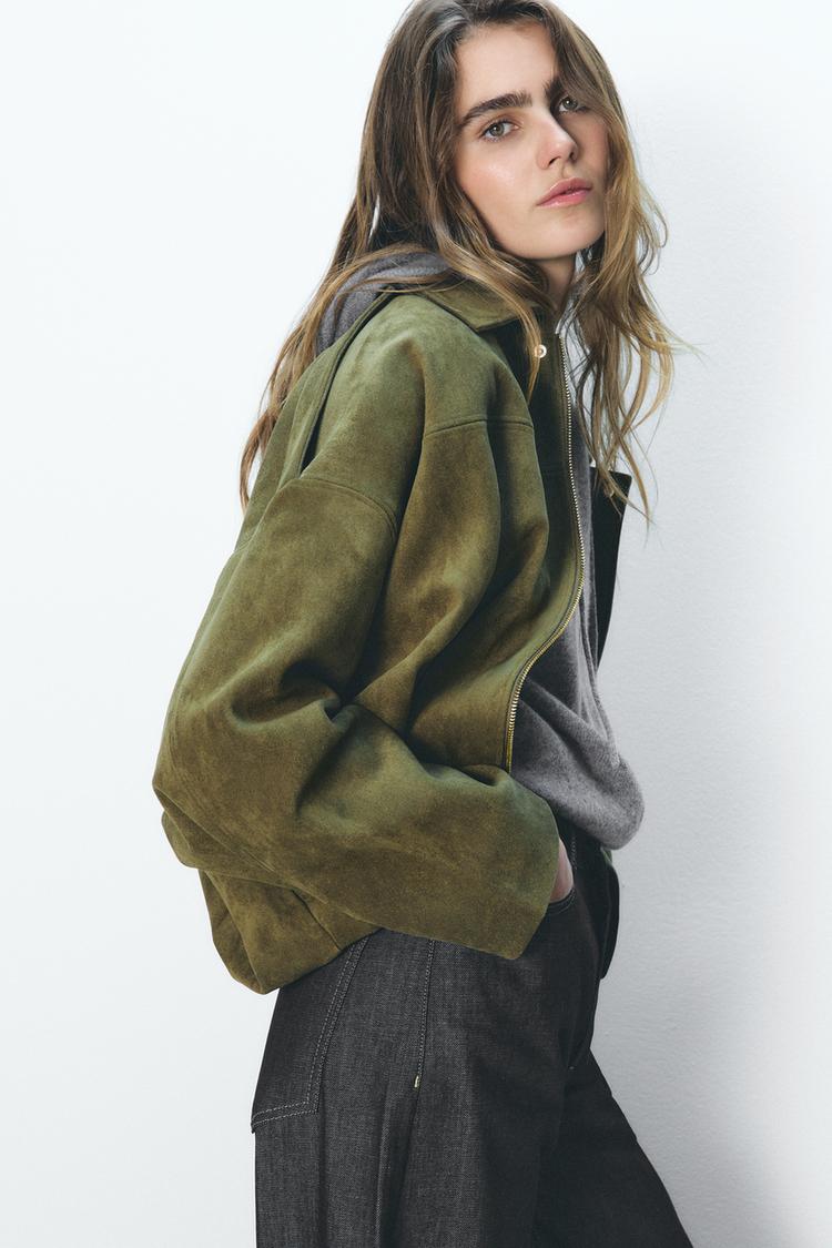 FAUX SUEDE BOMBER JACKET
