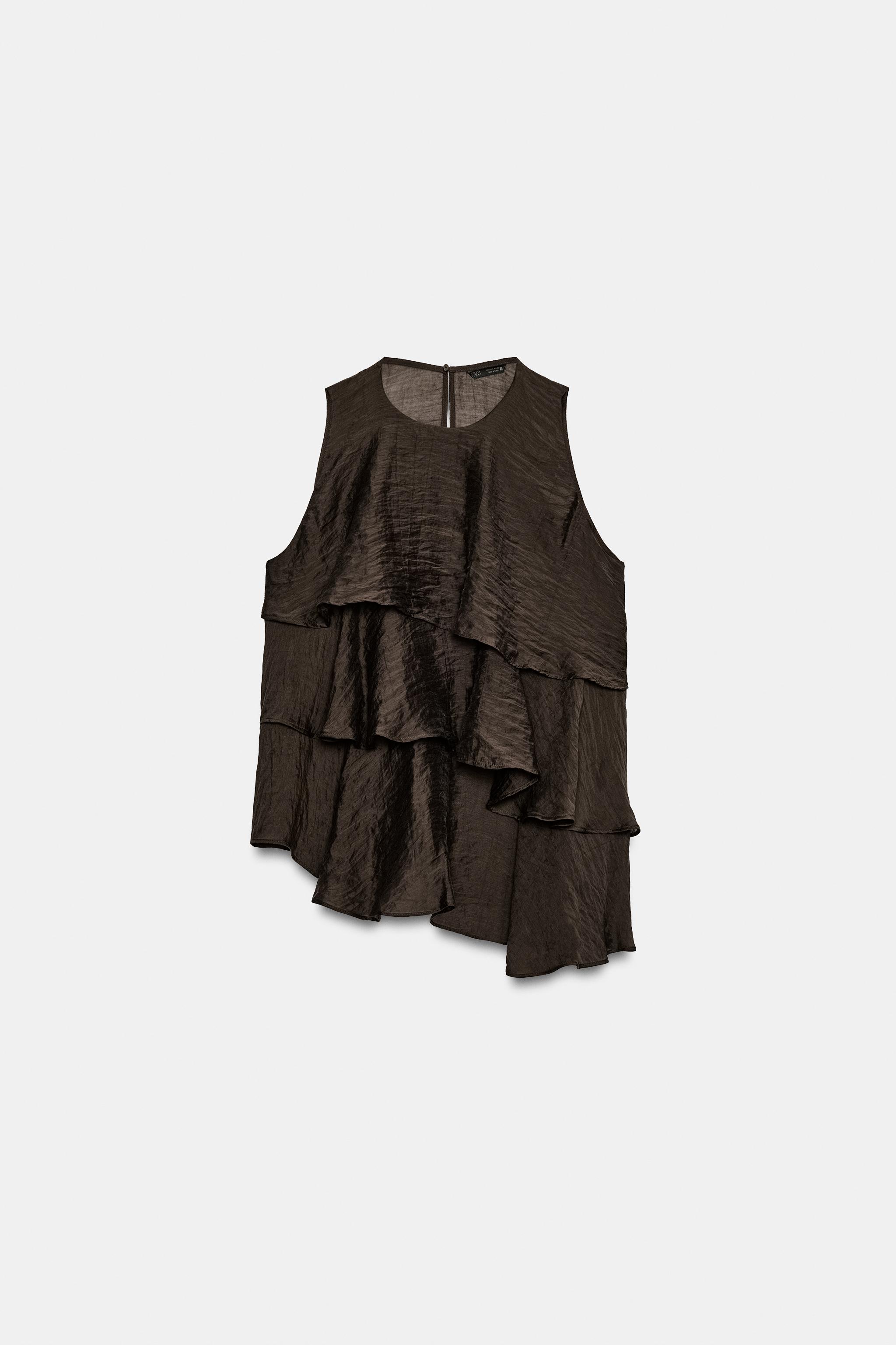 ASYMMETRIC RUFFLED TOP - Red | ZARA United States