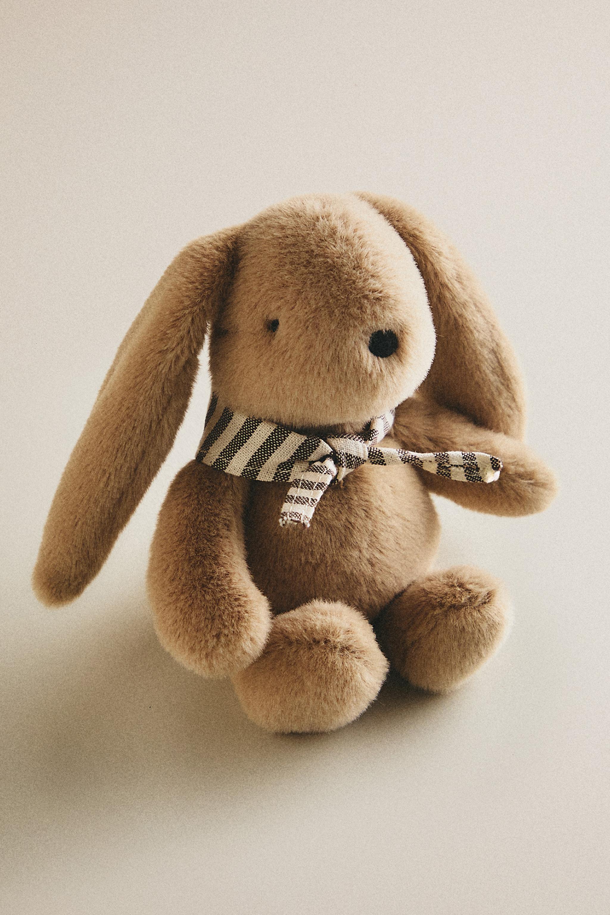 KIDS RABBIT PLUSH TOY IN BOX — Dark beige