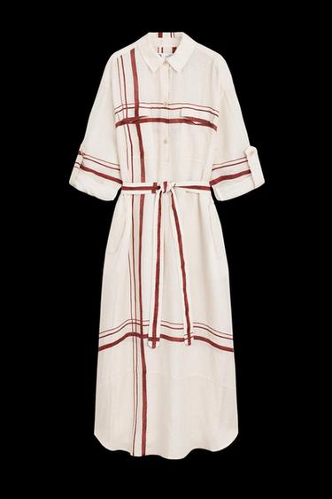 Zara SHRT MD DRSS - Ecru / Red - Image 0