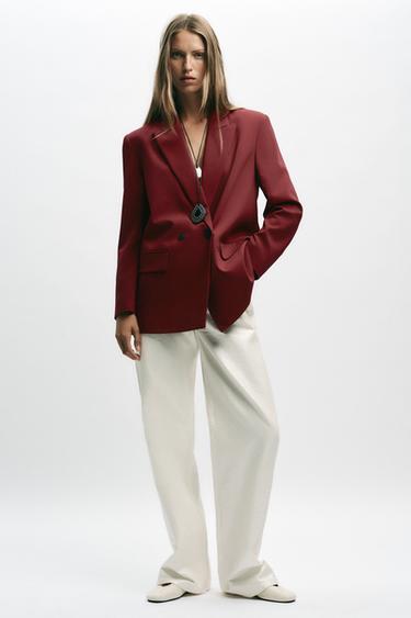 OVERSIZED DOUBLE-BREASTED BLAZER - Burgundy by Zara
