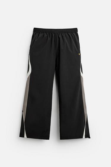 CALÇA JOGGER COLOR BLOCK - Preto da Zara