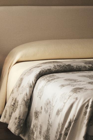 SATEEN PILLOWCASE WITH PRINT (300 THREAD COUNT) - Grey / Beige by Zara