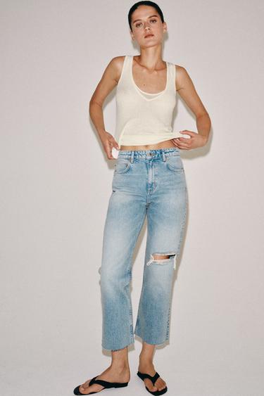 ZW COLLECTION RELAXED BOOTCUT MID-WAIST CROPPED JEANS - Light blue by Zara - Image 5