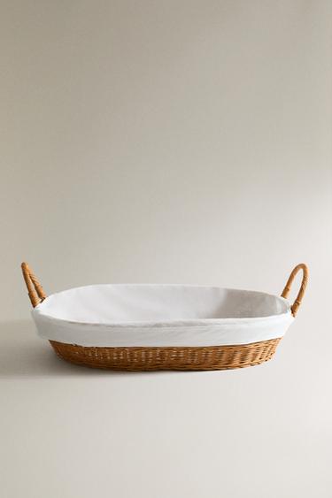 RATTAN AND COTTON IRONING BASKET - Brown by Zara