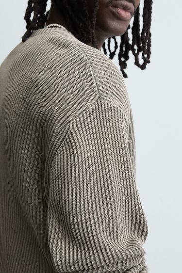 RIBBED WASHED SWEATER - Green by Zara - Image 6