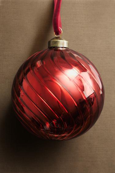SPIRAL BAUBLE CHRISTMAS TREE DECORATION - Red by Zara - Image 0