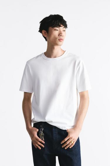 T-SHIRT HEAVY WEIGHT À MANCHES COURTES - Blanc de Zara - Image 1