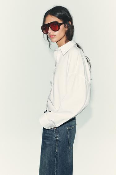 BUTTONED POPLIN SHIRT - White by Zara - Image 4